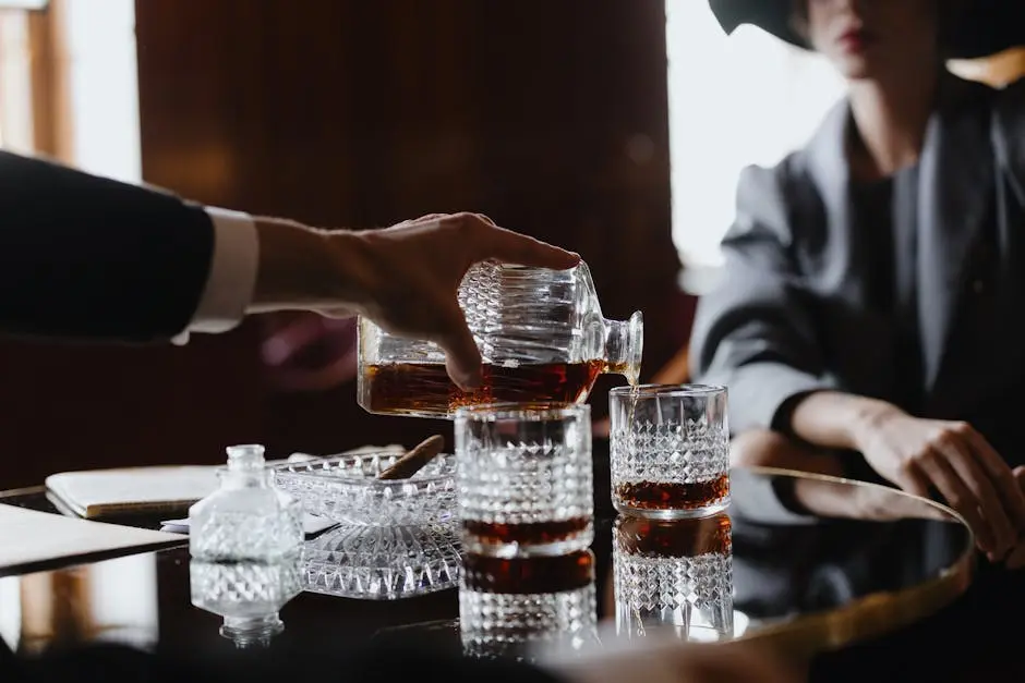 A Person Pouring Drinks at a Table