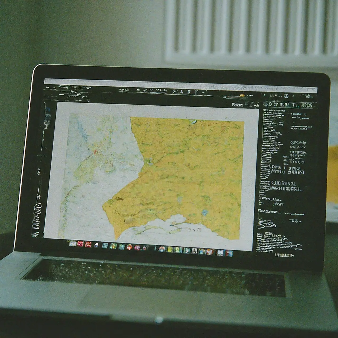 A computer with tech tools and an Orange County map. 35mm stock photo