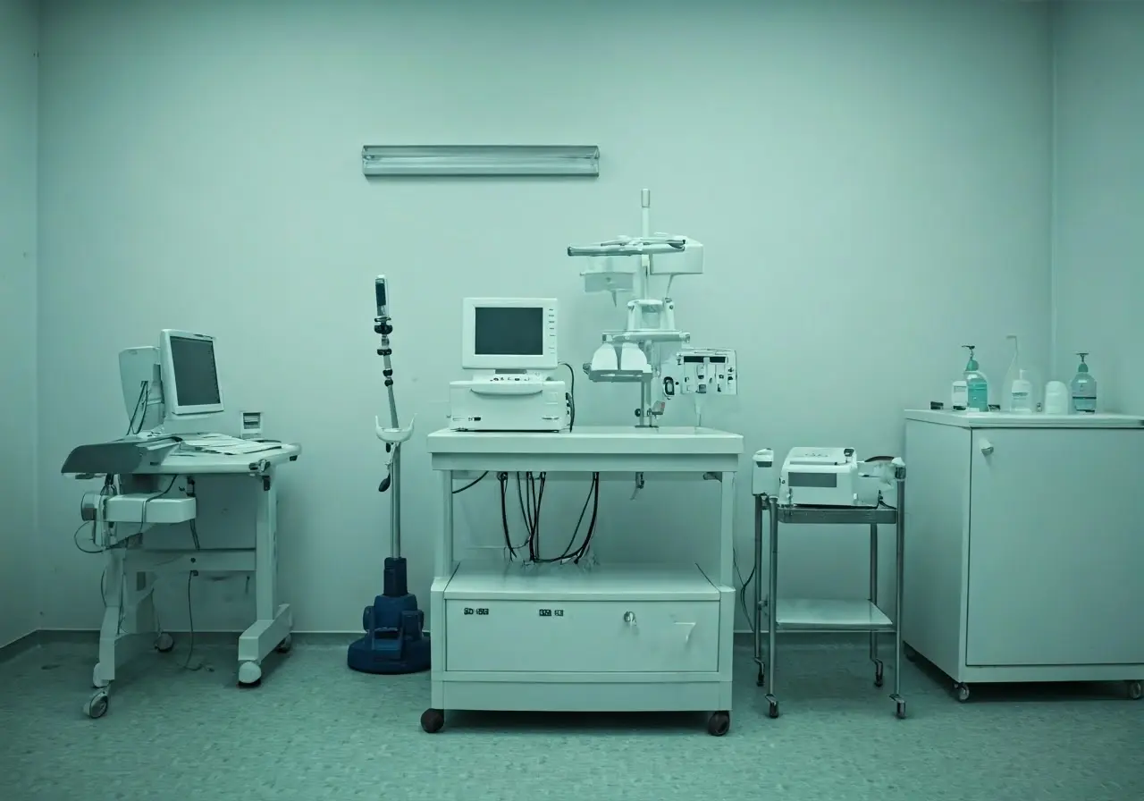 A sterile medical room with health testing equipment. 35mm stock photo