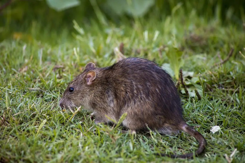 Brown Rodent on Green Grass