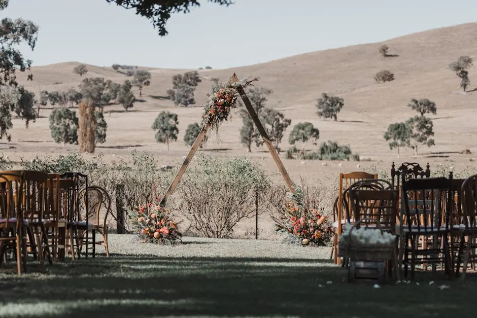 Outdoor Venue with Wooden Chairs and Decoration