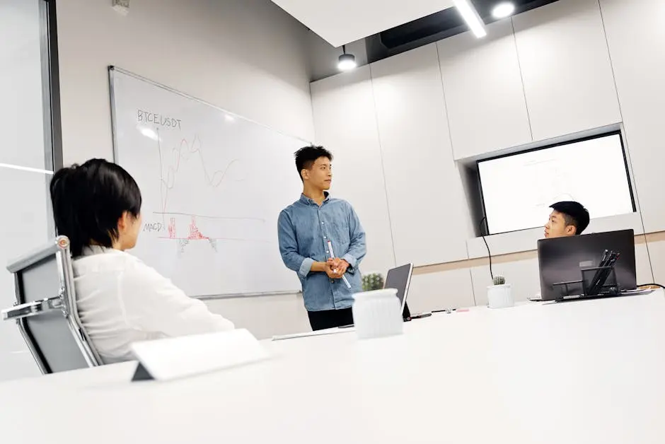 A Man Doing a Presentation in a Business Meeting