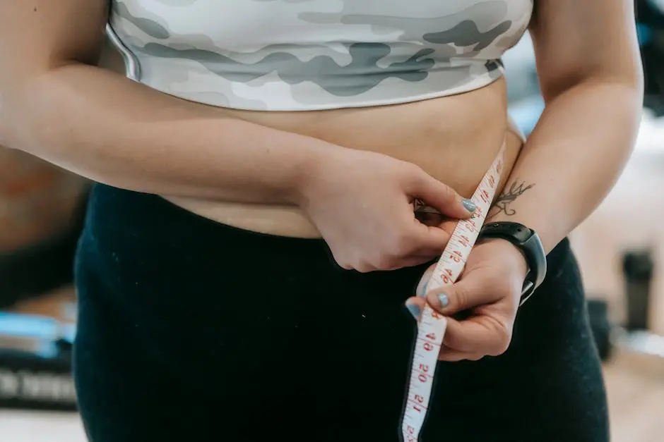 Woman measuring her waist