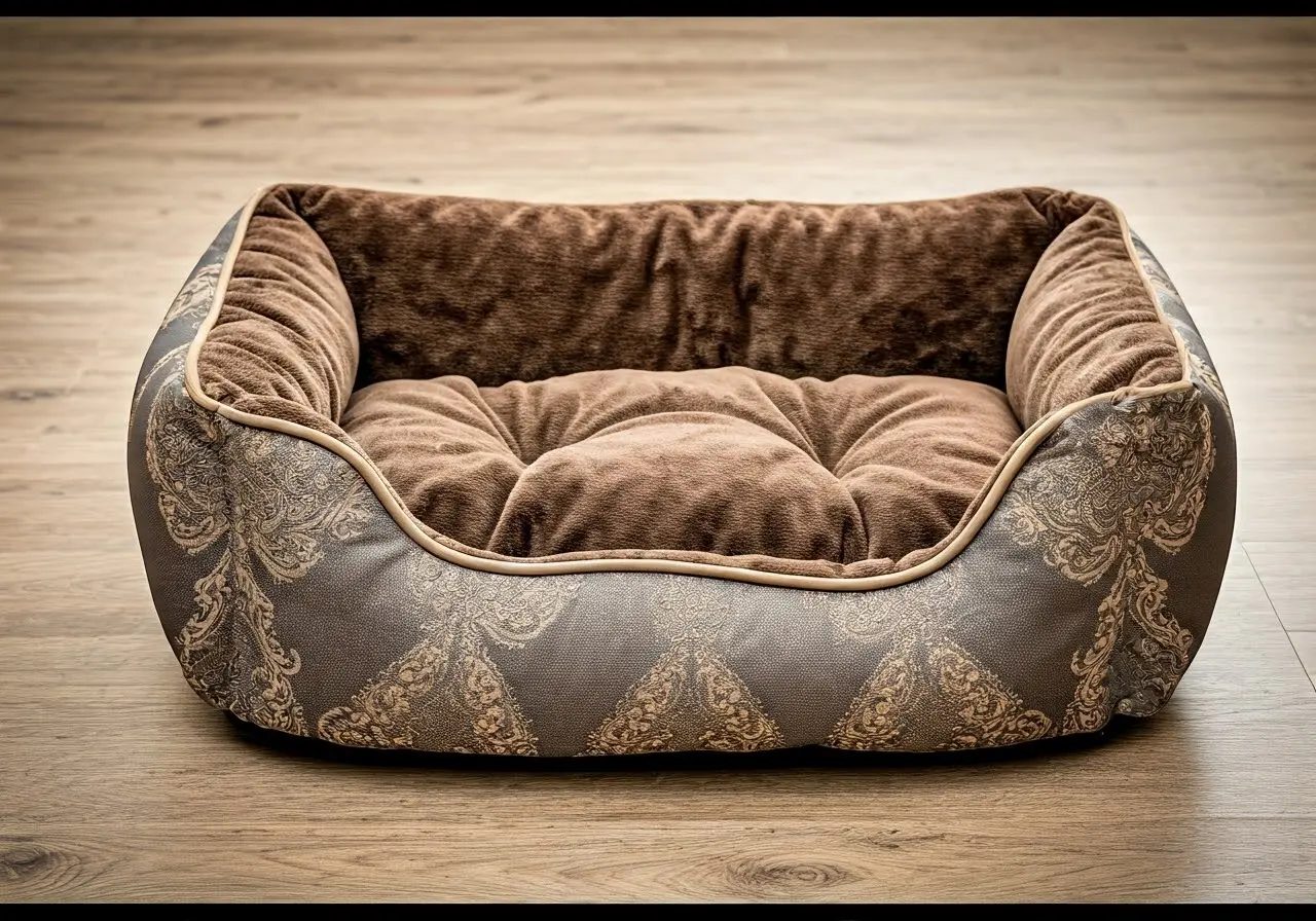 A luxurious pet bed with plush cushions and elegant design. 35mm stock photo