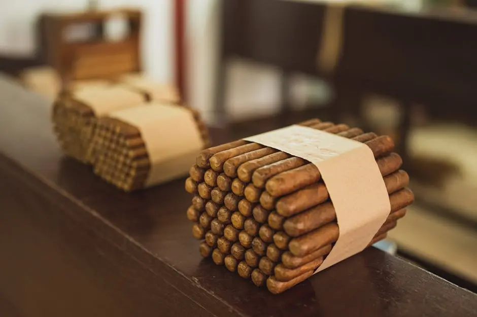 Stacks of raw packed cigars in fabric