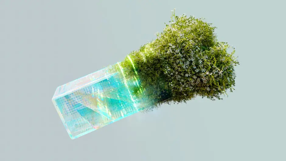 A conceptual image blending technology and nature, symbolizing AI’s role in sustainable energy.