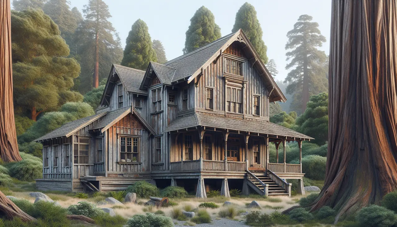 naturally grey aged redwood house