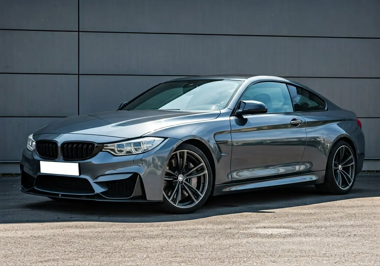 A sleek car with a shiny, well-coated ceramic finish. 35mm stock photo