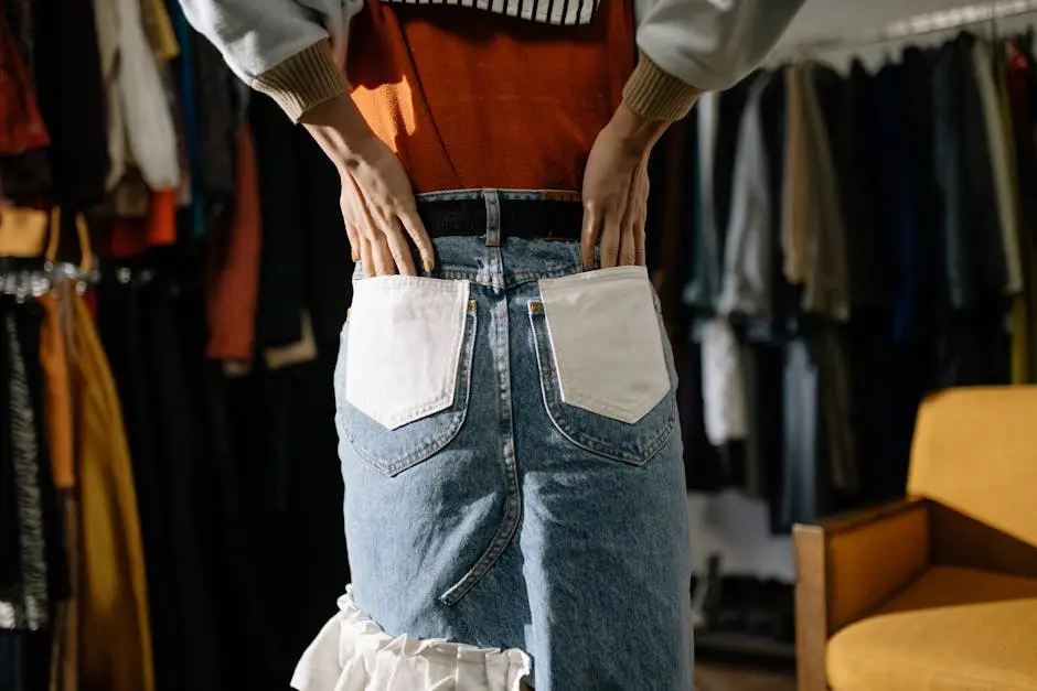 Person Wearing a Denim Skirt