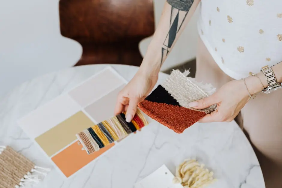 Woman Picking Materials and Paint from Samples