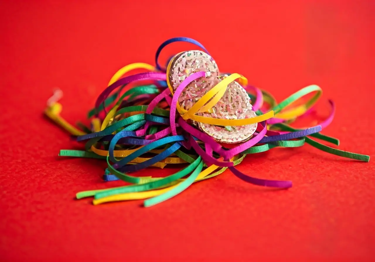 Colorful assortment of budget-friendly bachelorette party favors. 35mm stock photo