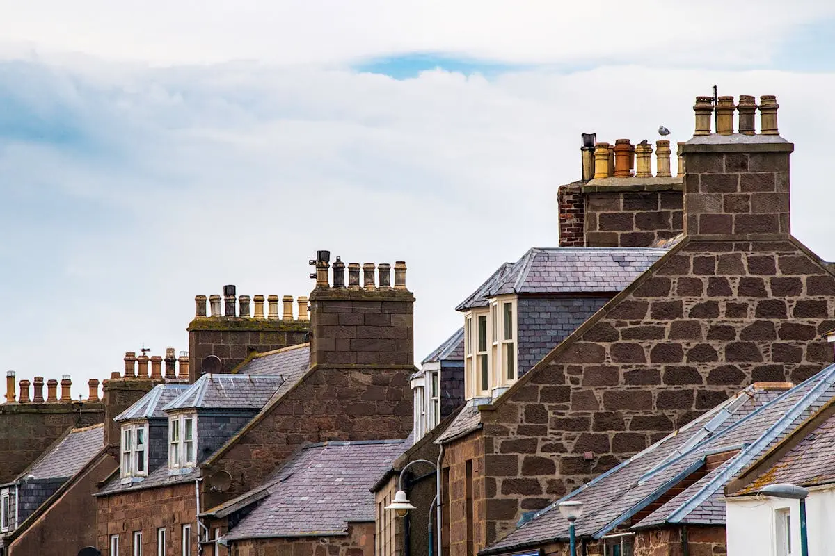 Beige Concrete Houses With Cloudy Sky