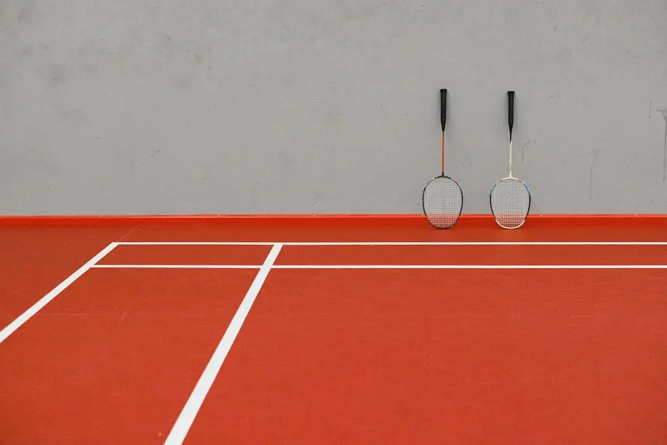 Badminton Racquets on Court