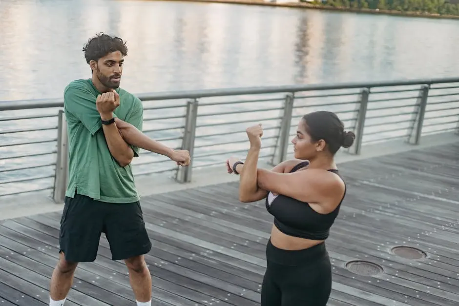 Man and Woman Looking at Each Other While Exercising