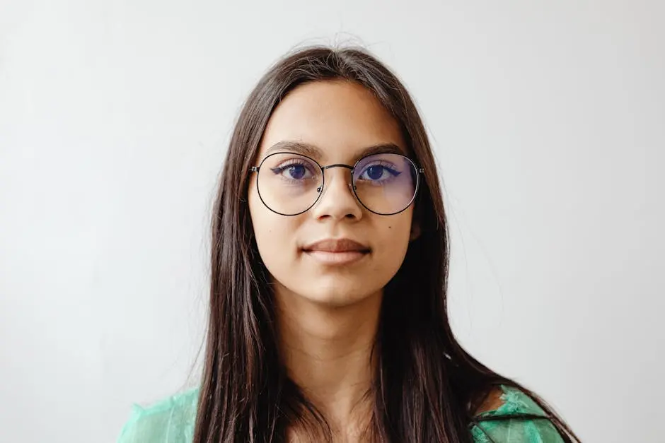 Portrait of Woman Wearing Round Glasses