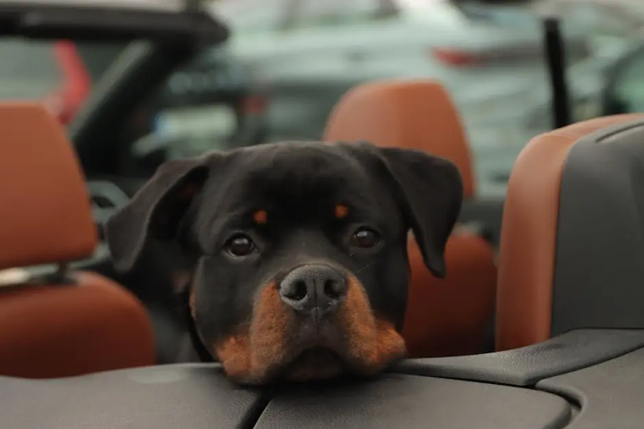 Dog in Convertible Car