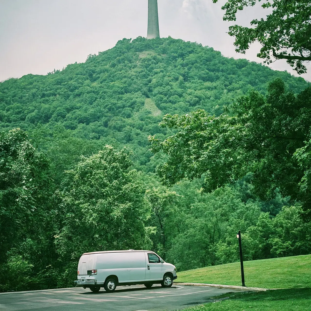 Accessible van parked near a scenic Clifton, New Jersey, landmark. 35mm stock photo