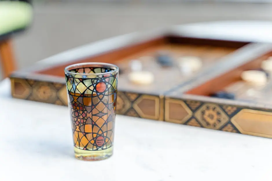 Traditional Glass with Tea on Table