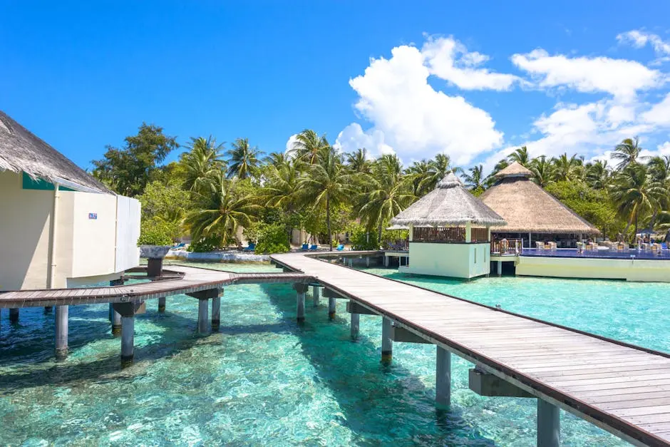 Explore tropical paradise with stunning overwater bungalows and crystal-clear waters in the Maldives.