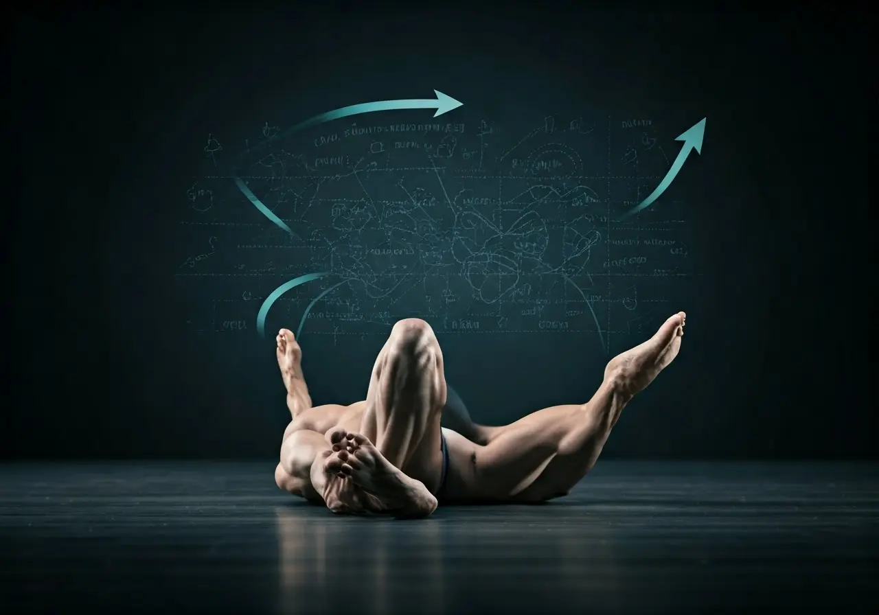 Abstract illustration of core exercises with arrows and diagrams. 35mm stock photo