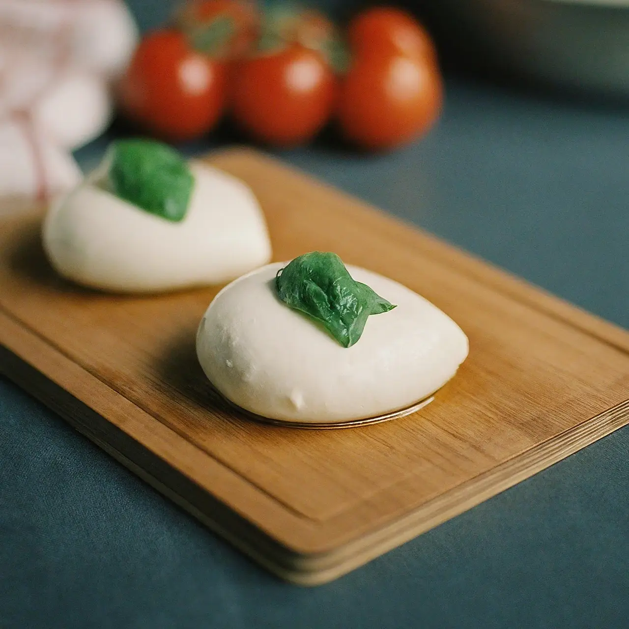 Mozzarella peyniri ile dolu bir kesme tahtası. 35mm stock photo