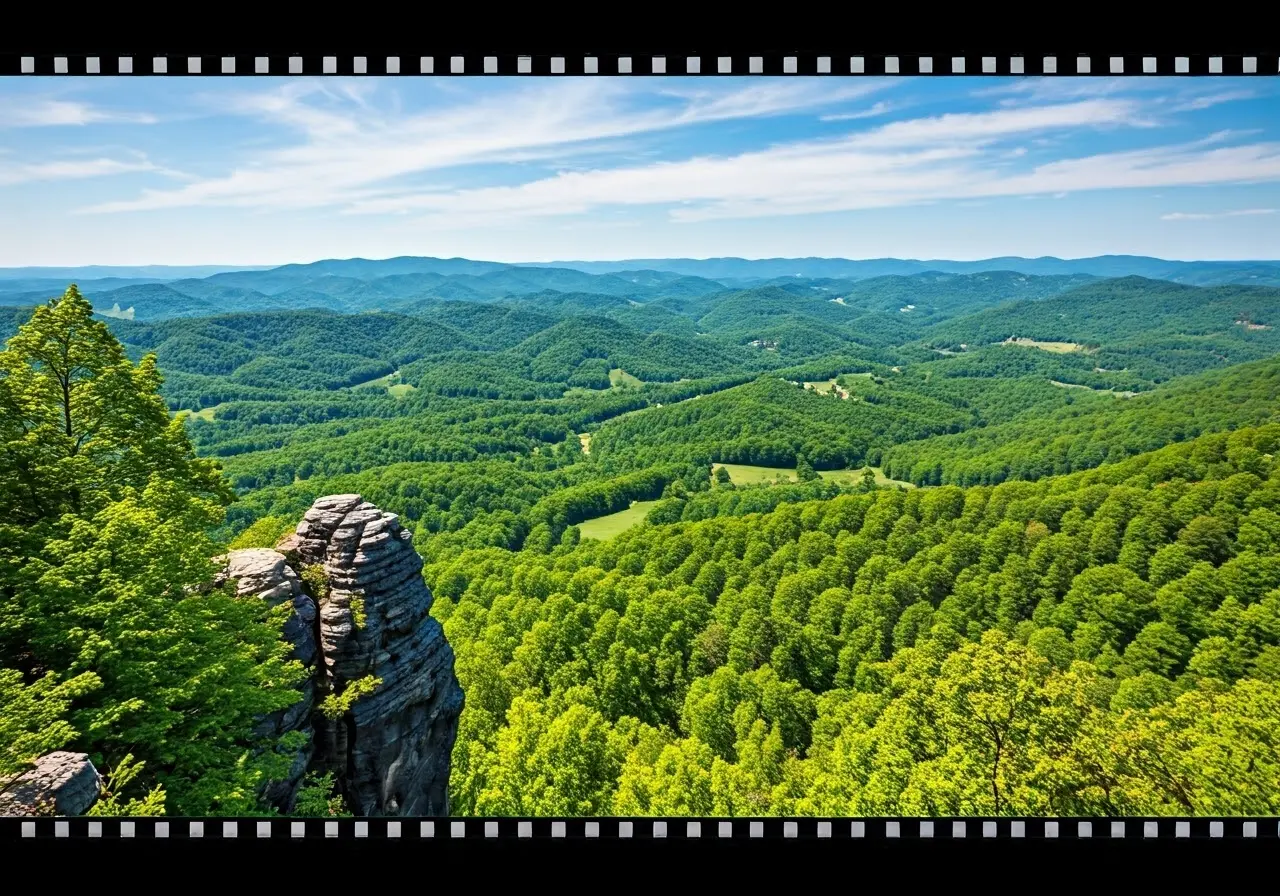 A picturesque view of Shenandoah Valley’s lush green landscape. 35mm stock photo