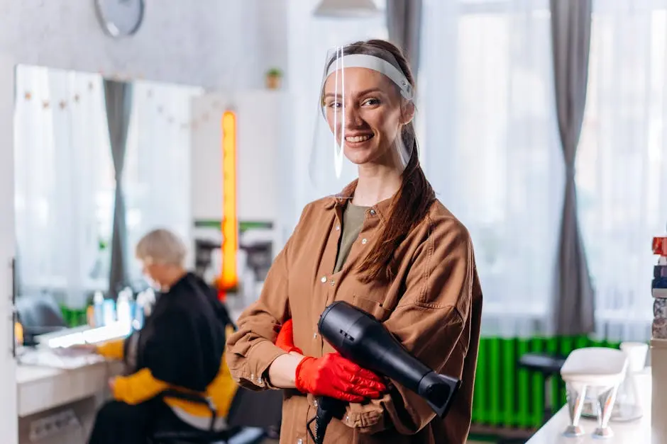 A Woman Holding a Hairdryer