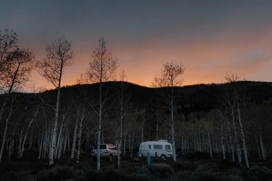 A Camper Van at Sunset