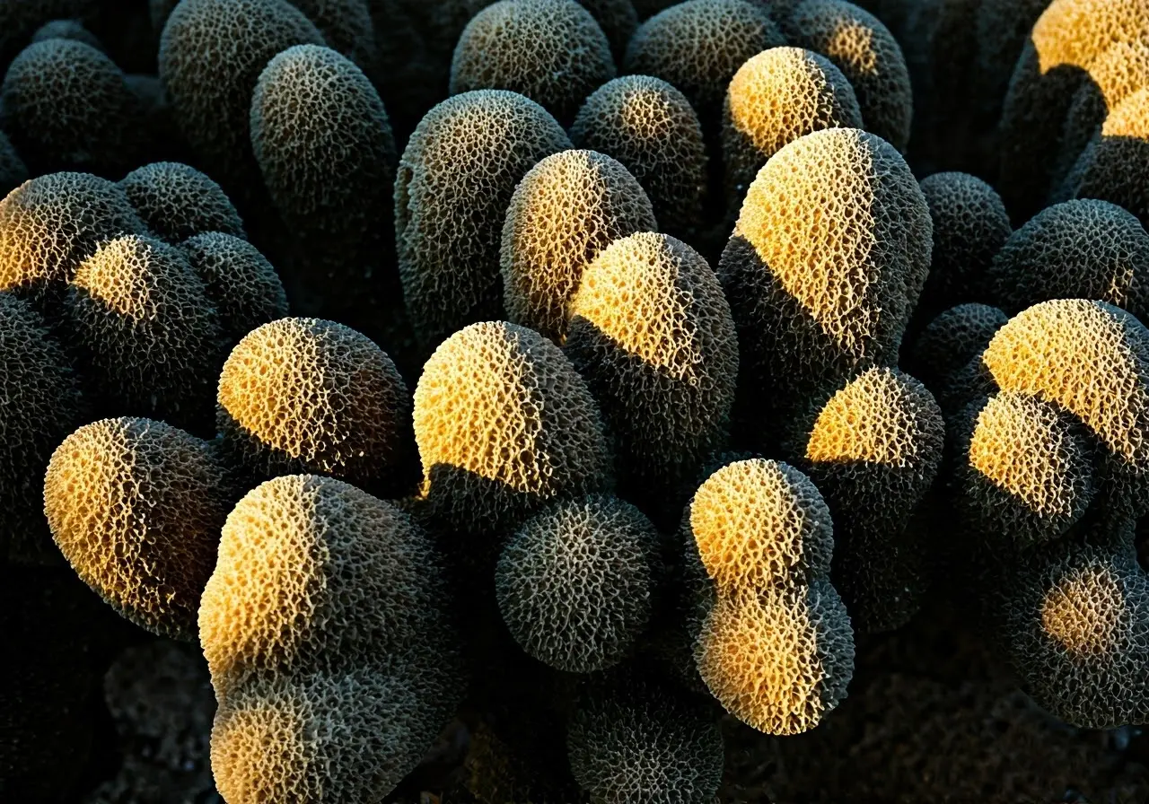 Sunlight casting shadows on coral texture in South Florida. 35mm stock photo