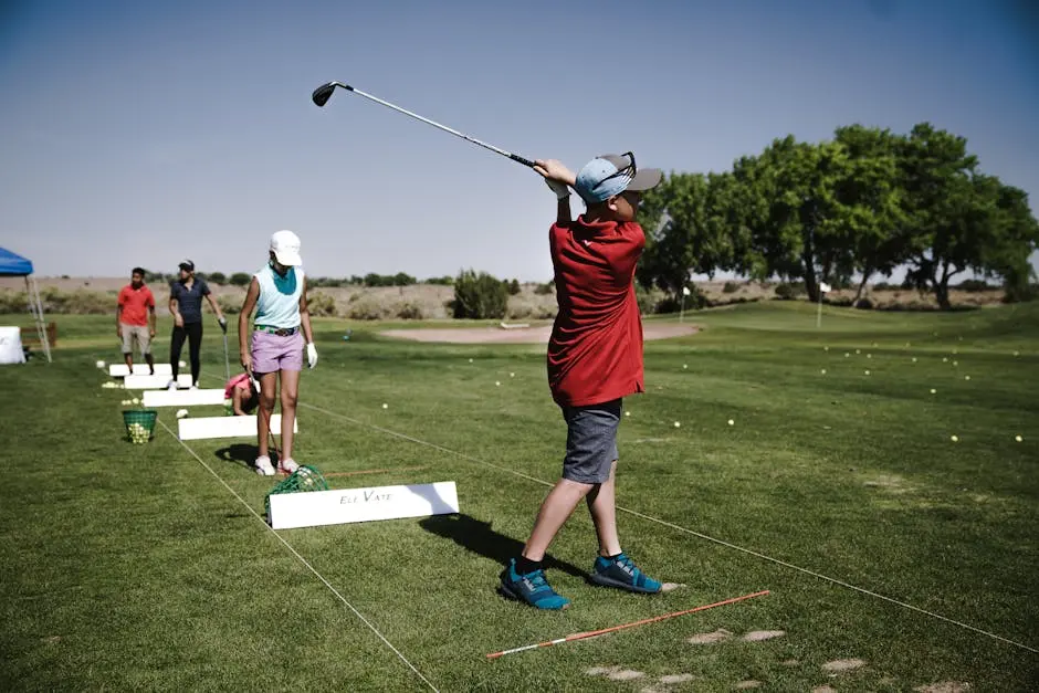 Person Swinging Golf Club on Field