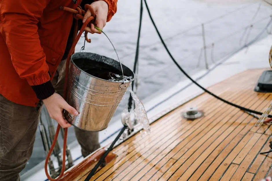 Washing the Deck of a Sailboat