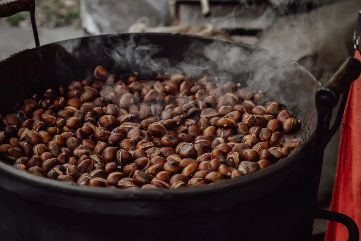 Coffee Beans Roasted in Black Pot