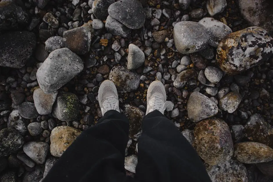 Overhead Shot of a Person Standing on the Rocks