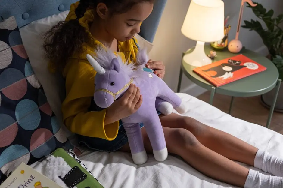 A Girl Holding a Stuffed Toy