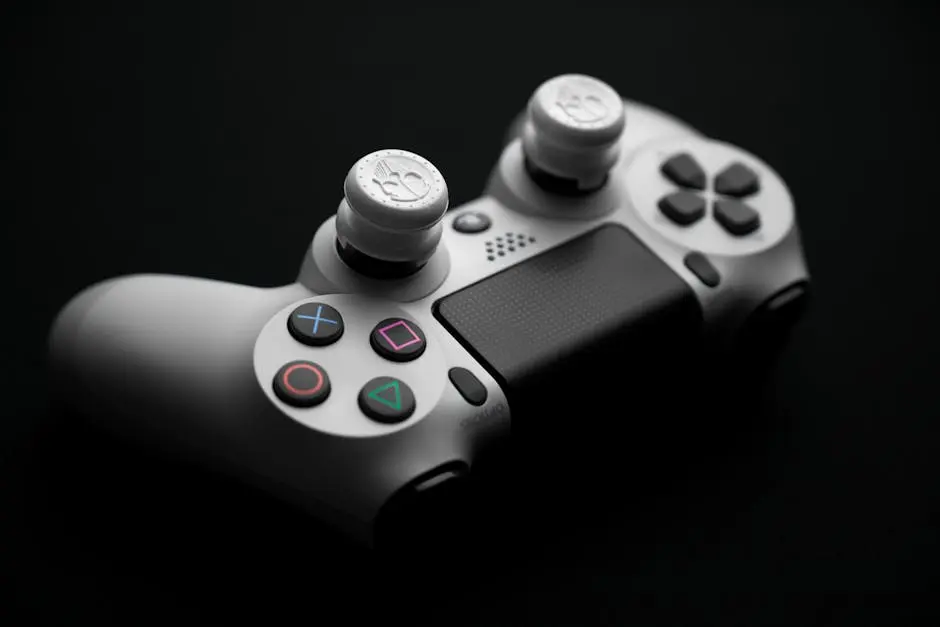 High-quality image of a white gaming controller with buttons, perfect for gaming-related content.