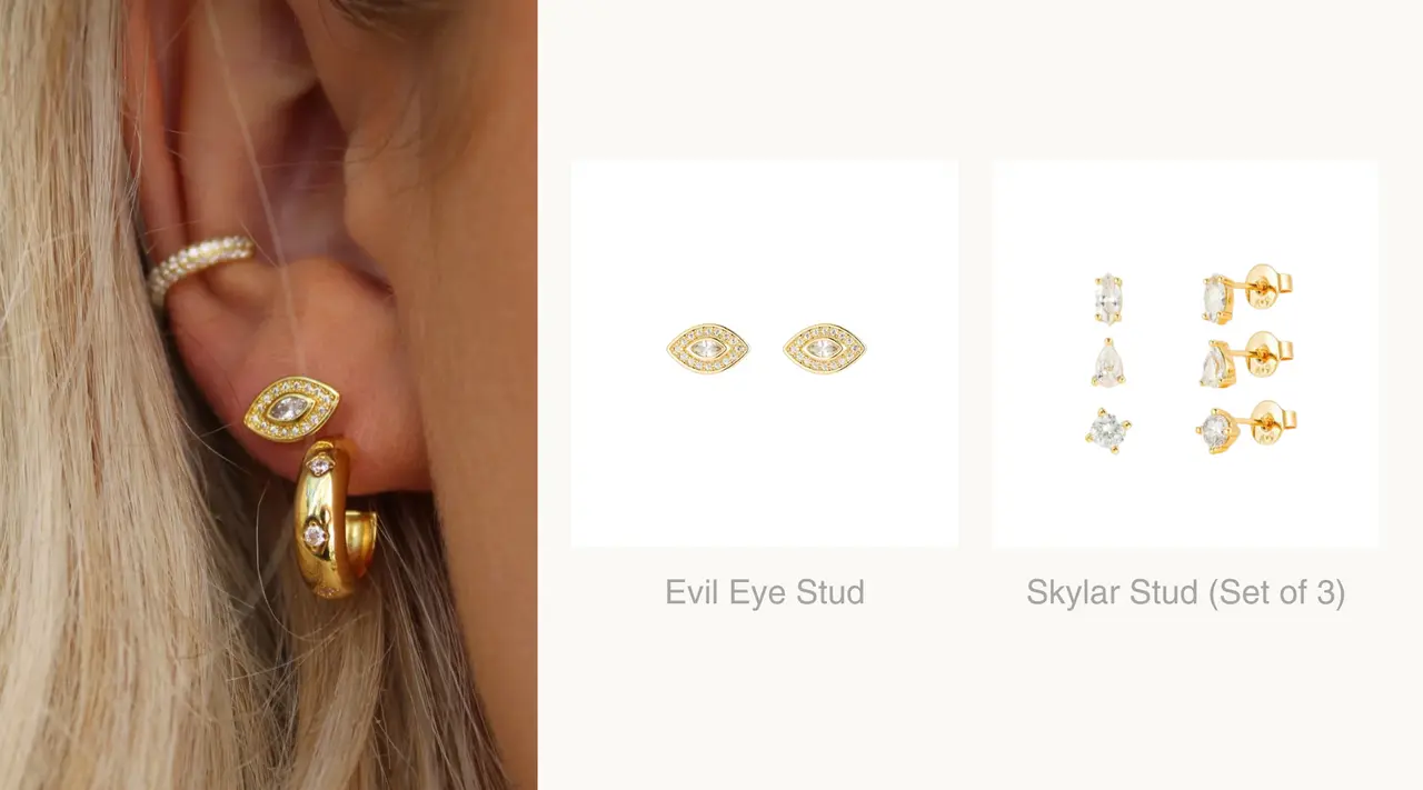 evil eye stud with huggies