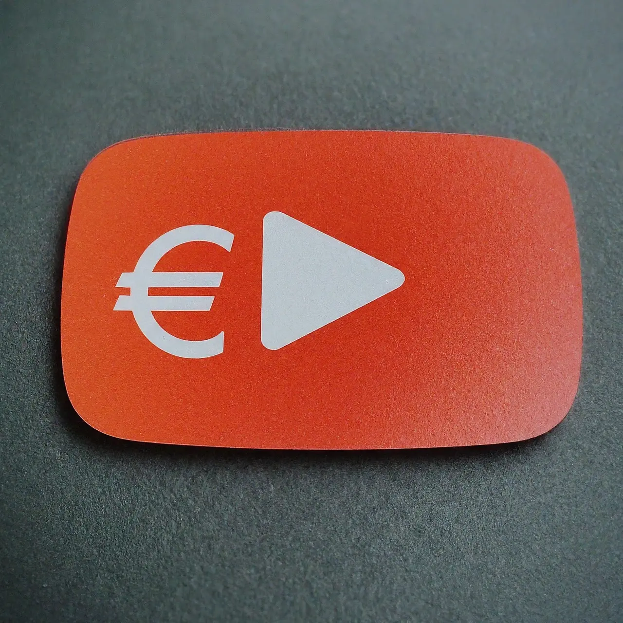 A YouTube logo with a rising bar chart and Euro symbol. 35mm stock photo