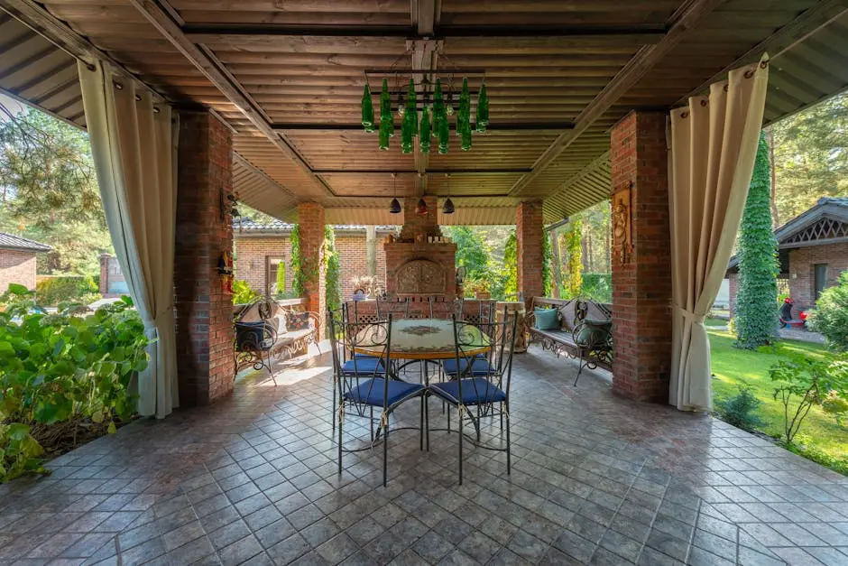 Wrought Iron Chairs in a Tiled Terrace