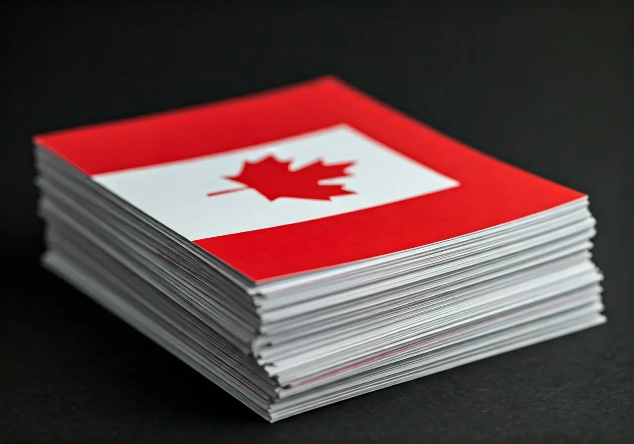 A stack of educational brochures with a Canadian flag.