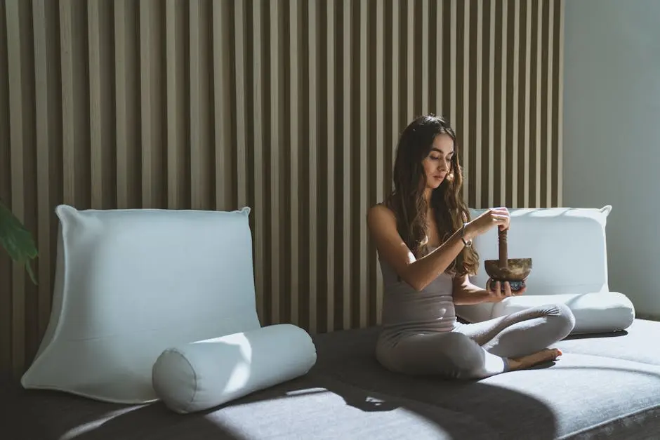 A Woman using Healing Bowl