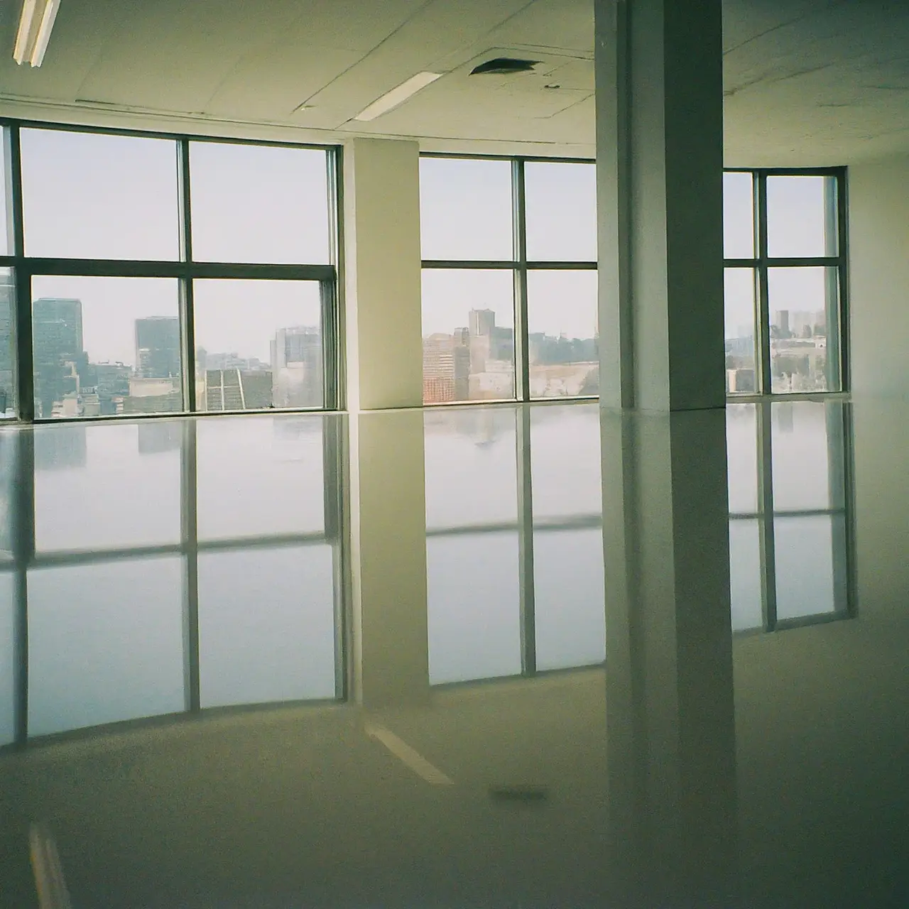 Sparkling clean office space with gleaming surfaces and bright windows. 35mm stock photo