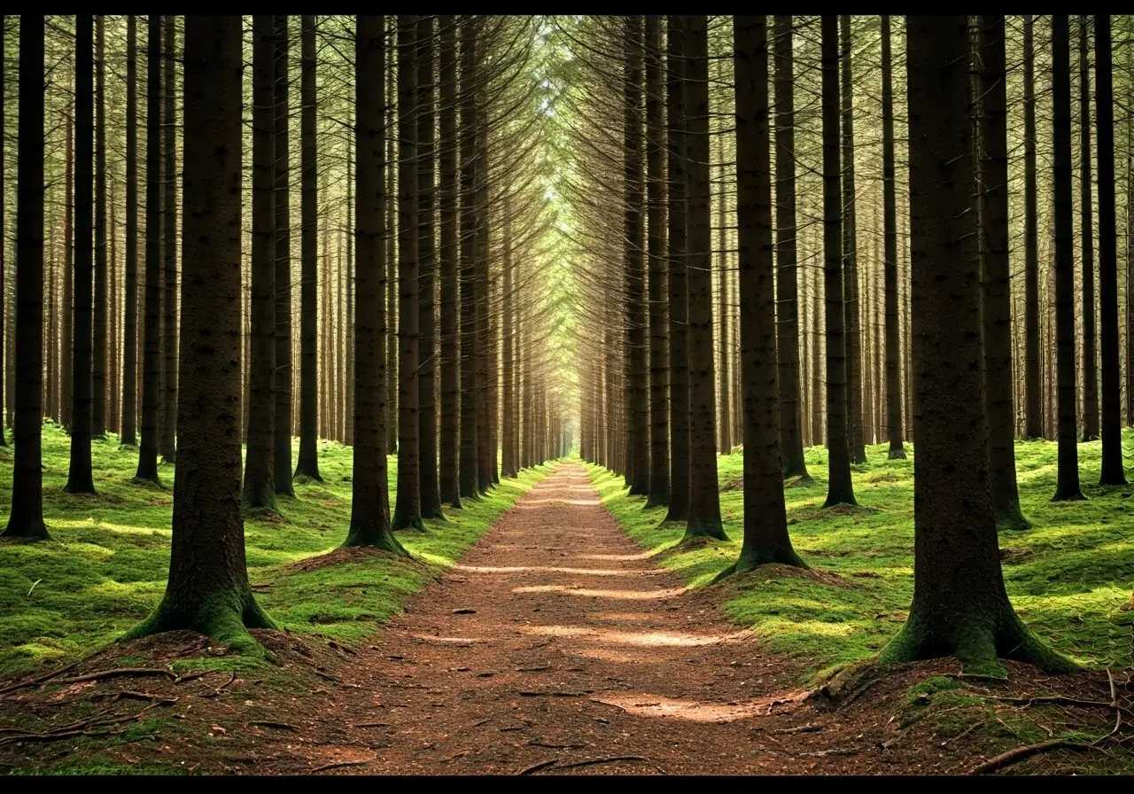 A serene forest path symbolizing personal growth and transformation. 35mm stock photo