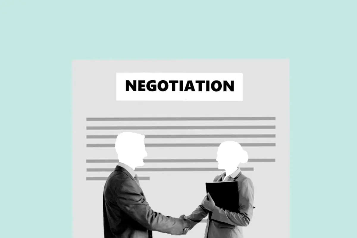 Illustration of business colleague shaking hands for agreement against concluded contract during negotiation