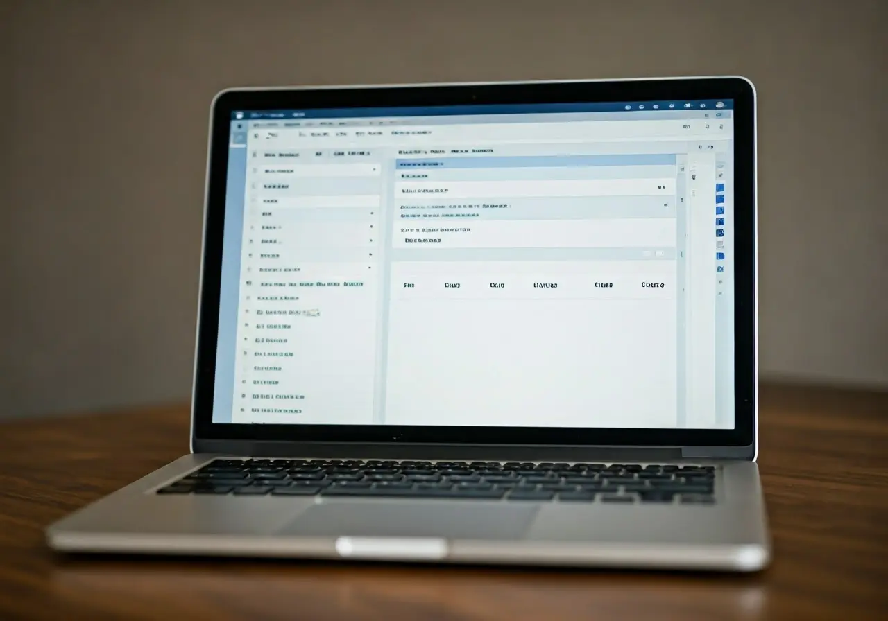 Cloud bookkeeping software interface displayed on a laptop screen. 35mm stock photo