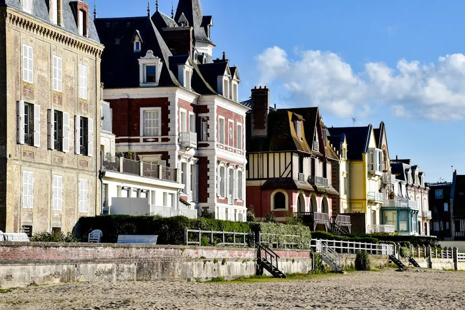 Houses and Beach in Deauville in France