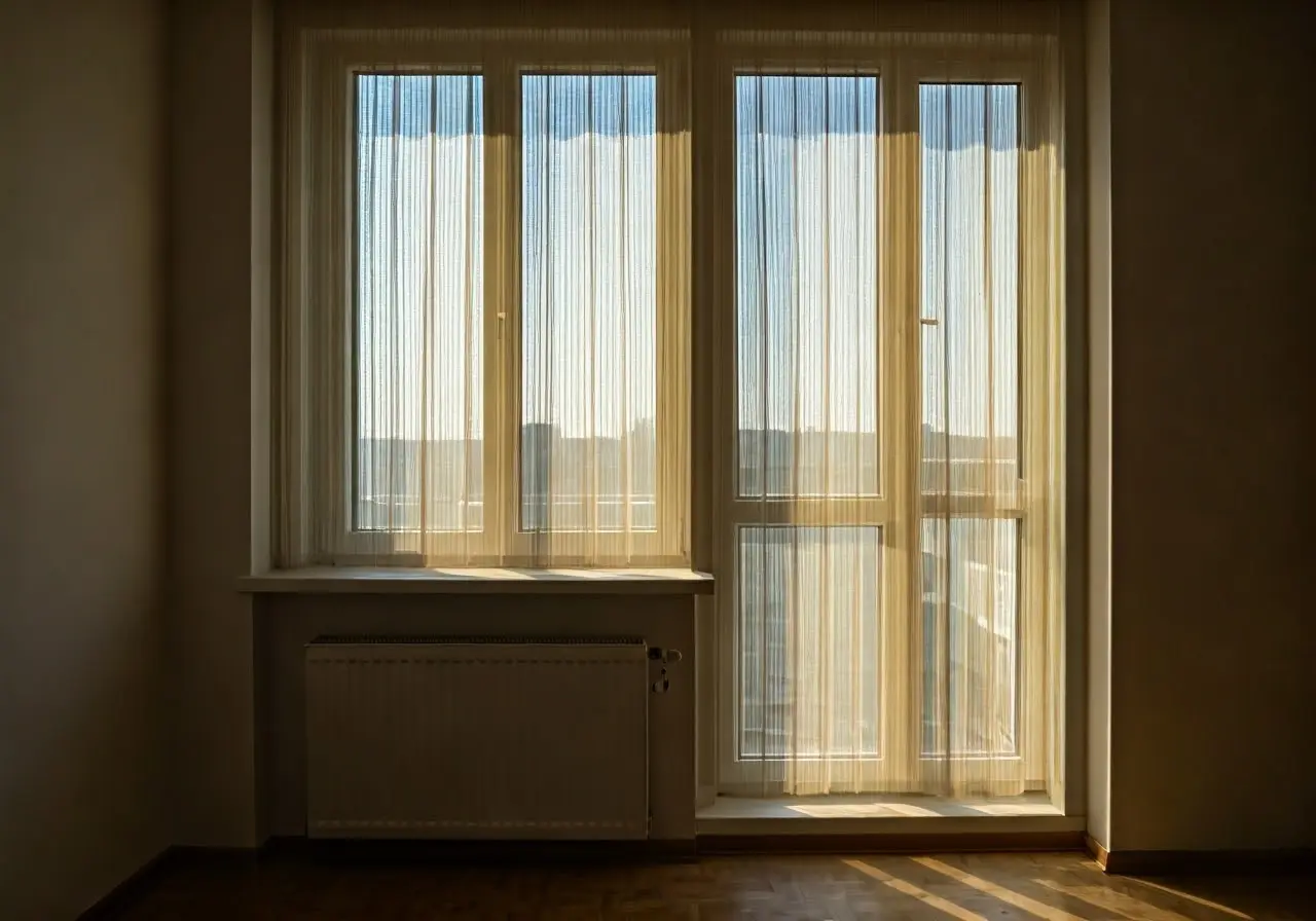 A dust-free apartment with sunlight filtering through clean windows. 35mm stock photo