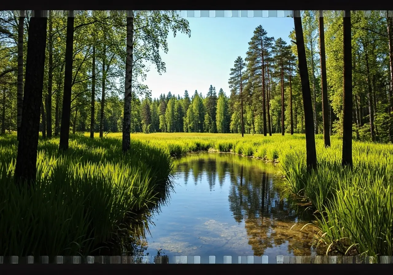 A serene nature scene, symbolizing peace and positivity. 35mm stock photo