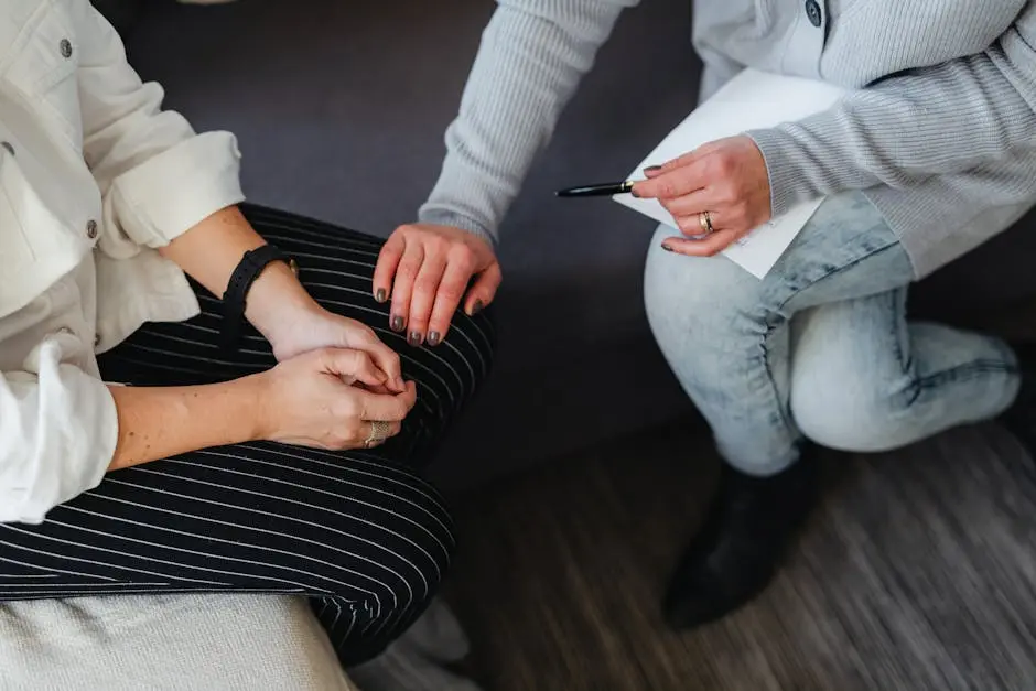 A supportive moment during a counseling session, featuring attentive listening and comfort.