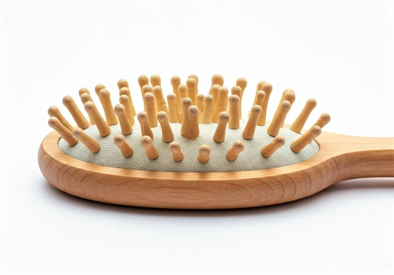 A wooden wave brush on a white background. 35mm stock photo