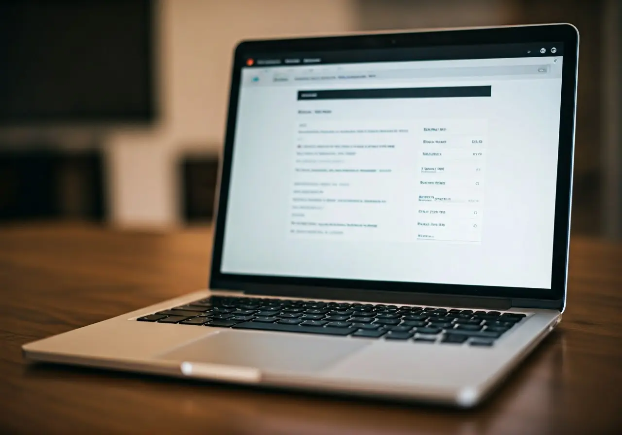 A laptop displaying a secure document authentication webpage. 35mm stock photo